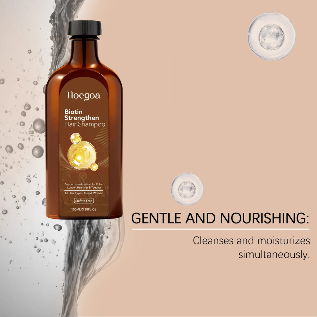 Hoegoa Thickening Hair Shampoo Gentle Cleansing Deep Moisturizing Scalp Refreshing Lightweight Hair Strengthening Shampoo 100ml