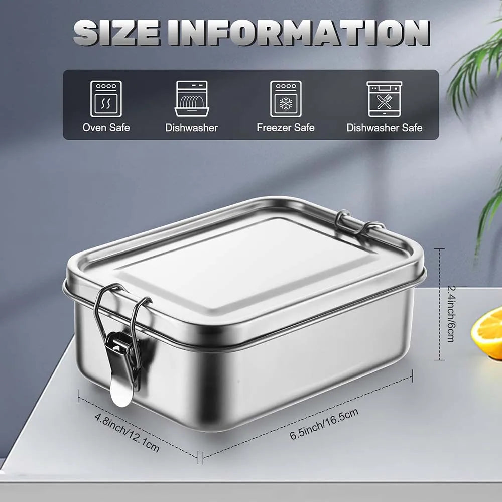 4Pcs Stainless Steel Bento Box Metal Lunch Box Food Storage Containers with Lockable Clips Lunch Snack Boxes for Work,School