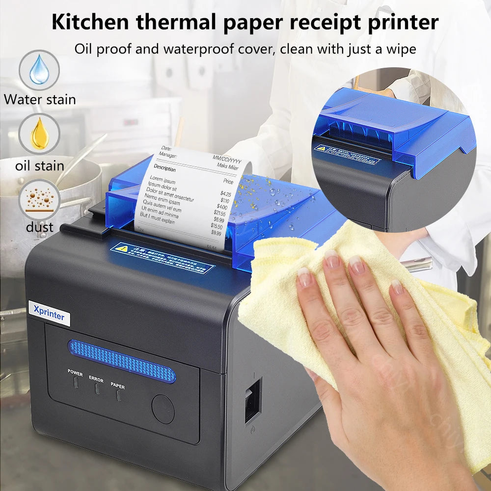 Xprinter C300H USB+LAN+Serial Receipt Printer 80mm POS Printer With Alarm and Sound With Cutter POS Printer Kitchen Printer