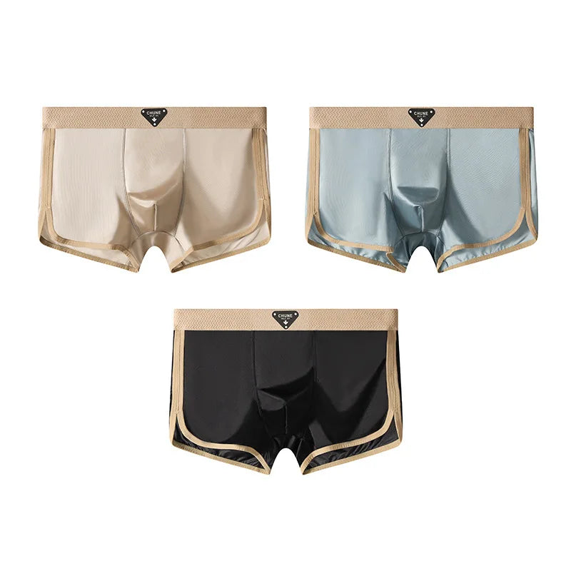 1/3 PCS Men's Luxury Satin Ice Silk Shorts Boxers Hygroscopic Breathable Crotch High Elastic Underpants large size