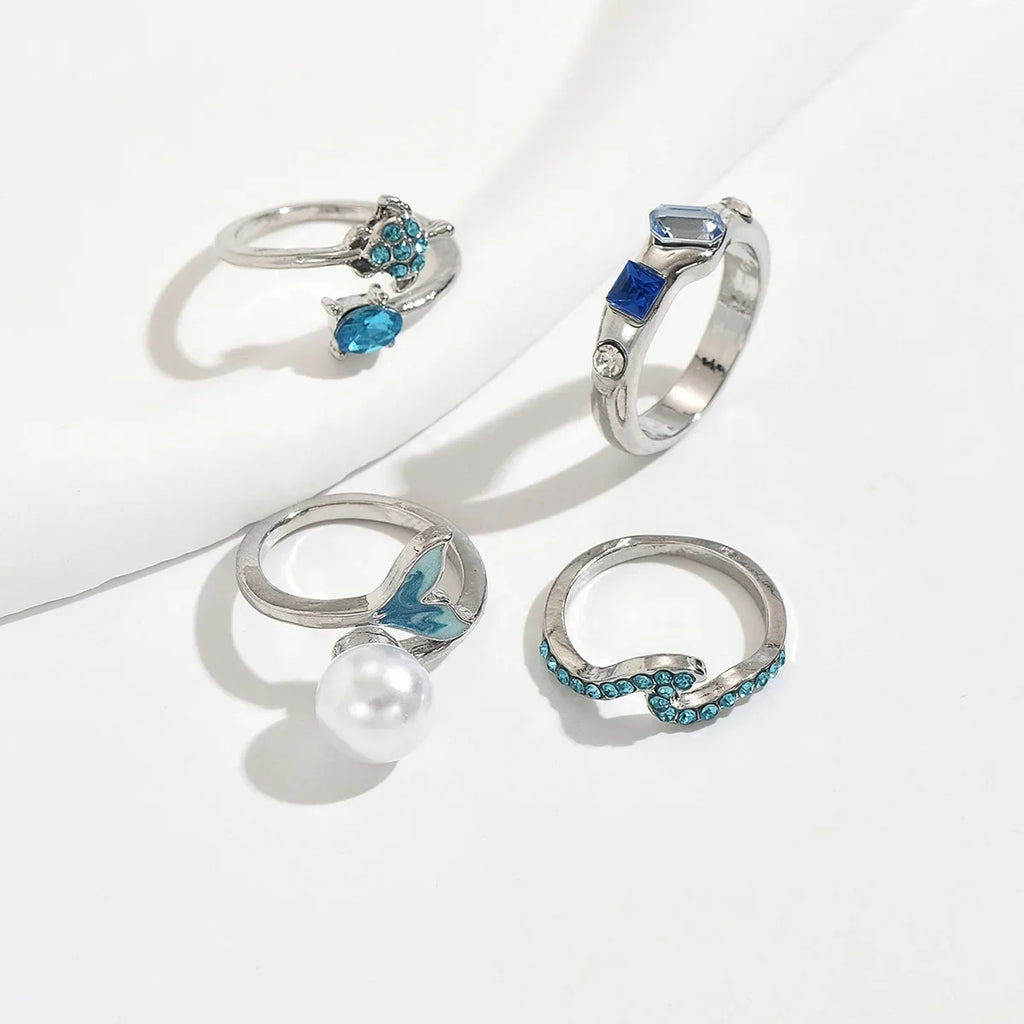 3pcs Set New Fashion 925 Sterling Silver Cute Guppy Ring Stacking Finger Ring, Animals Adjustable Open Rings Birthday Gift