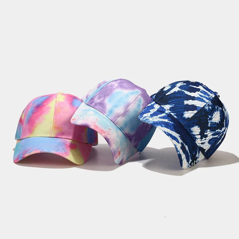 New Unisex Outdoor Fashion Graffiti Printing Baseball Cap Europe  Men Tie Dye Adjustable Hats Summer Hip Hop Snapback Dad Hat