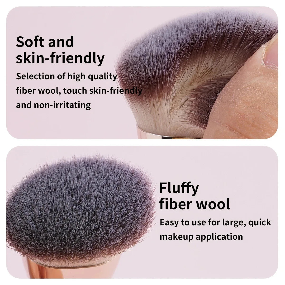 Large Dual-Ended Makeup Brush Set 6 Pcs Ultra-Soft Synthetic Foundation Blush Contour Powder Brushes, Professional Travel Makeup