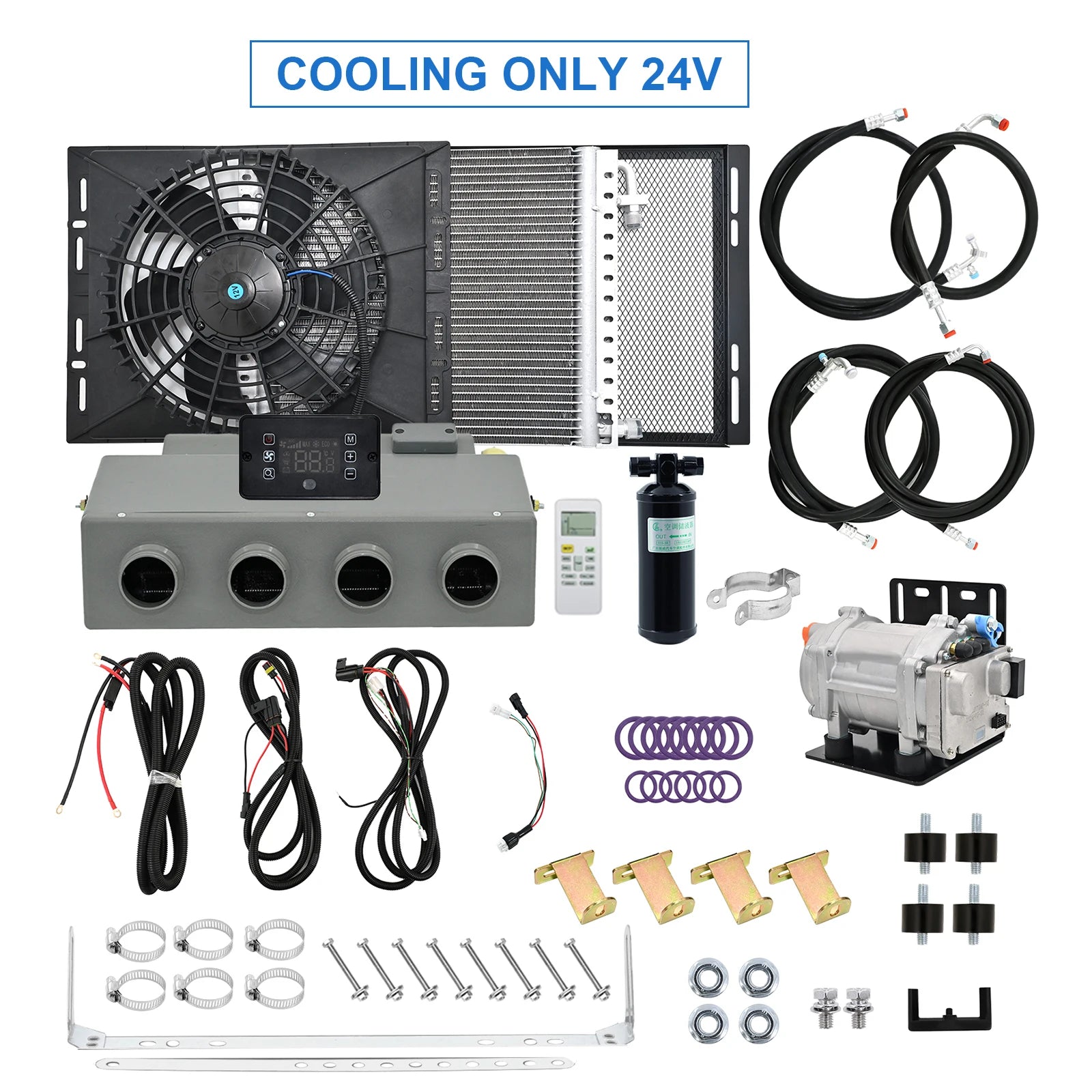 Universal 406‑4 Holes 12V/24V 3400Kcal Electric Auto A/C Compressor Evaporator Assembly  Air Conditioning System for Car Truck