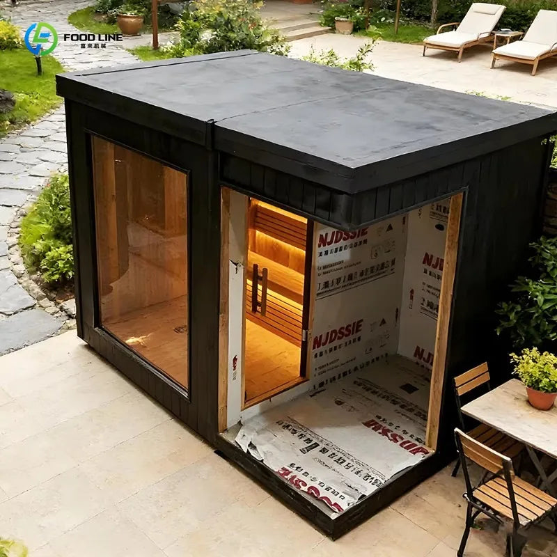 Customized Premium Large Cedar Wood Outdoor Family Spa Sauna, Wet & Dry Type with Panoramic Glass & Lighting