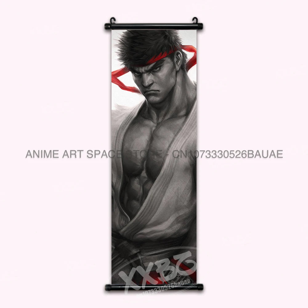 Street Fighter Hanging Painting Fighting Game Wall Artwork Gouken Scrolls Picture Sakura Kasugano Print Canvas Poster Home Decor