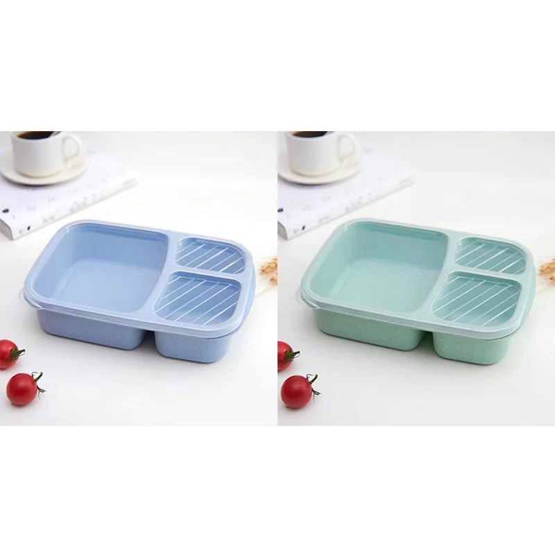 1-3pc Straw Lunch Box Portable Bento Box With Compartment Picnic Bento Box Fruit Container Microwave Oven Dinnerware for Student