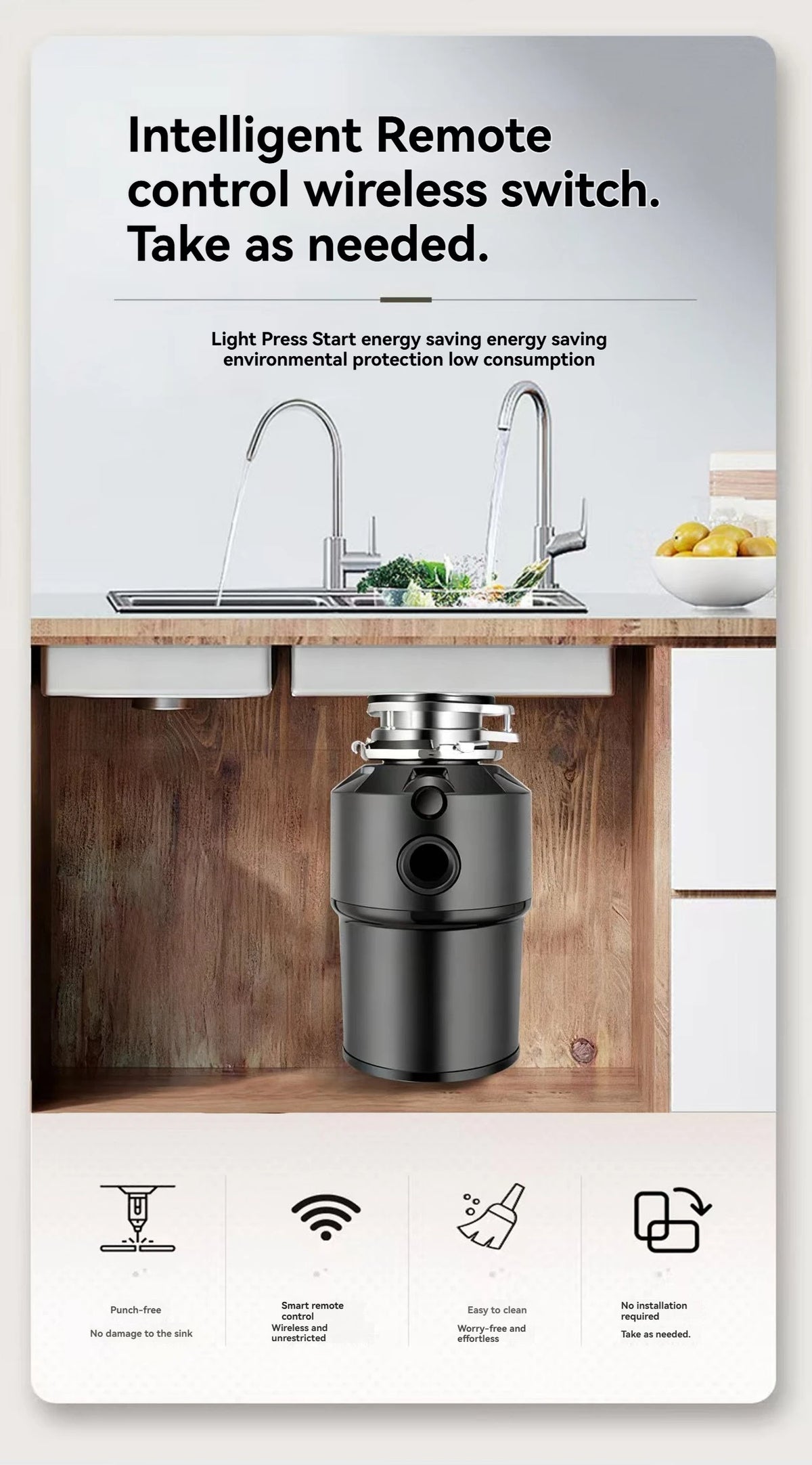 Kitchen Waste Disposer, Household Food Grinder, High-power Kitchen Waste Disposer
