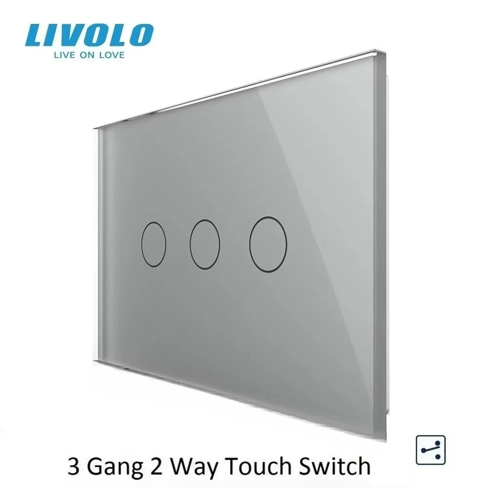 Livolo US/AU Standard Wall Touch Switch Crystal Glass Panel Touch Control Light Switch AC 110~250V/50~60Hz
