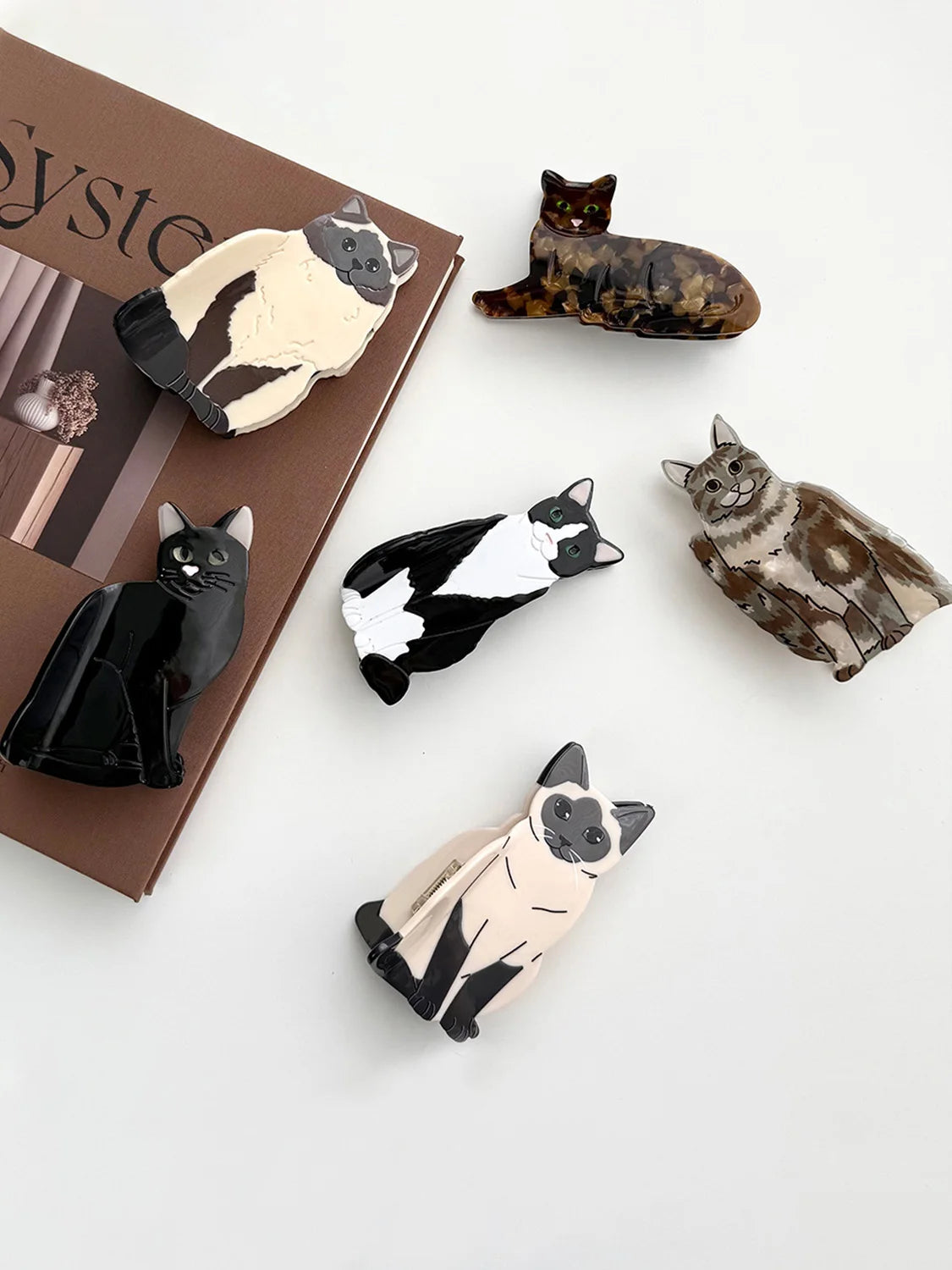 2025 New Kitten Hairpin Female Cute Animal Acetic Acid Grab Clip Back Head Clip Decorative Hairpin Headgear Shark Clip