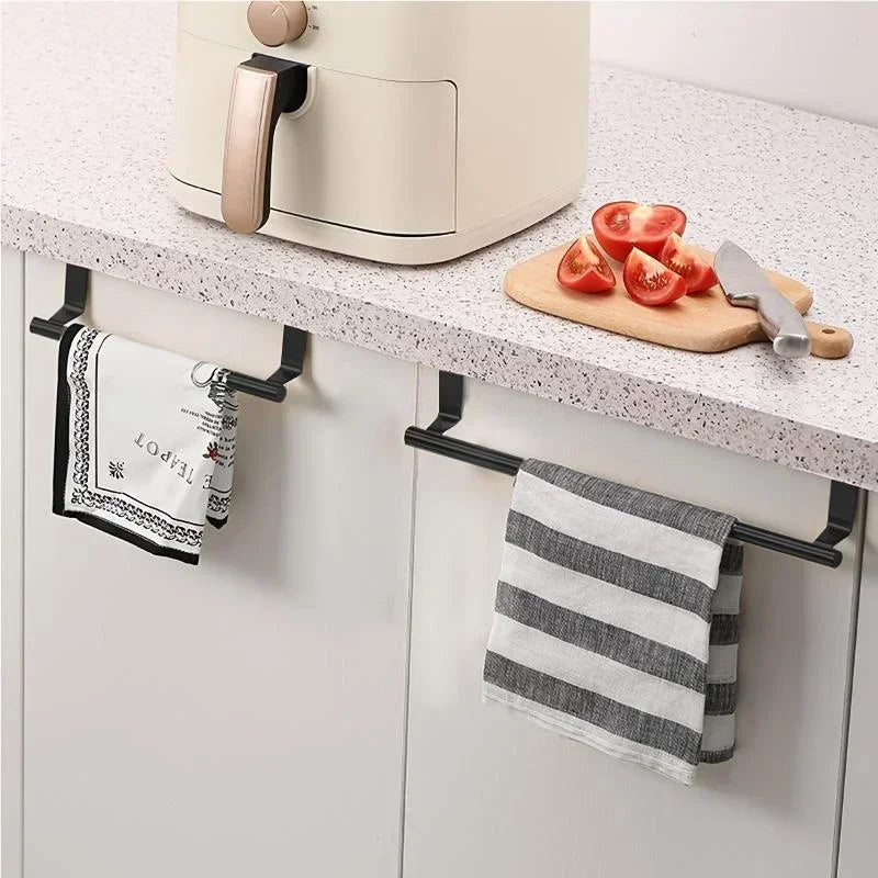 Towel Rod Over Cabinet Towel Rack Storage Organizer Bathroom Door Hanging Towel Rack Kitchen Cabinet Punch-free Rag Hanger