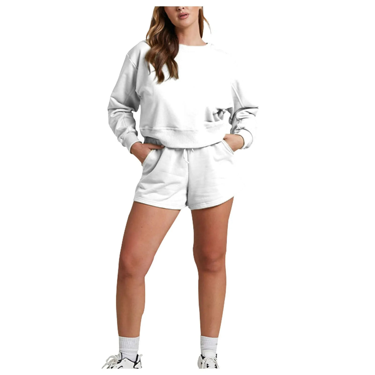 shorts sets women 2 piece outfits Womens Self Cultivation Long Sleeve Casual Hooded Sweatshirt Two Piece костюм женский летний