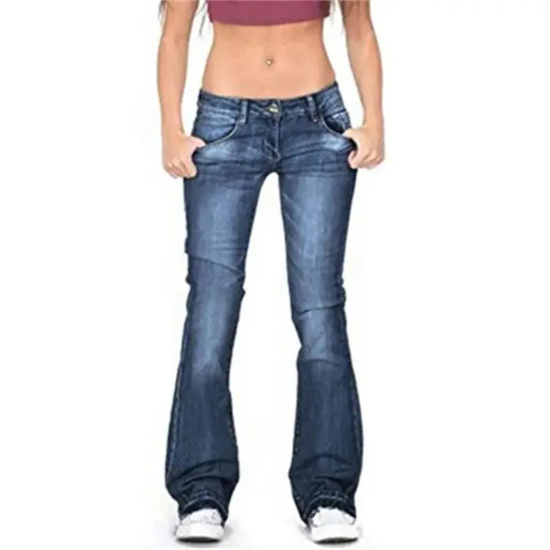 2025 Vintage Mid Waist Washed Jeans Women New Slim Fit Micro Flared Trousers Casual Commuter Female Denim Pants Trend Streetwear
