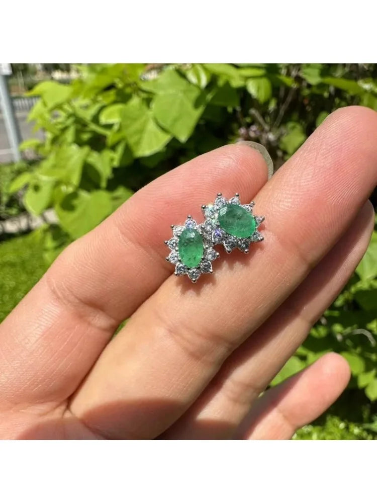 YULEM 4*6mm Natural Emerald Earrings with Certificate Fine Charm Fashion Weddings Jewelry for Women
