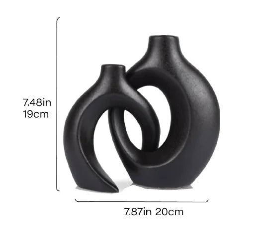 Hollow Nordic Modern Ceramic Vase Set of 2 for Modern Home Decor Modern Hollow Vases for Living Room Bookshelves Home Decoration