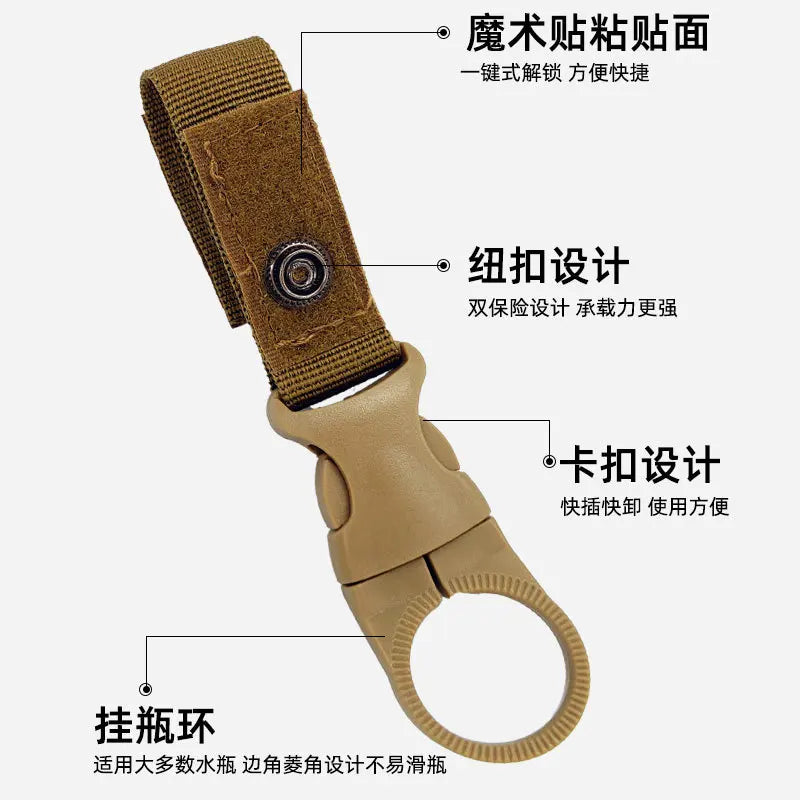 Buckle Hook Water Bottle Holder Clip Climbing Carabiner Belt Backpack Hanger Hooks Water Bottle Nylon Webbing Multifunction Wate