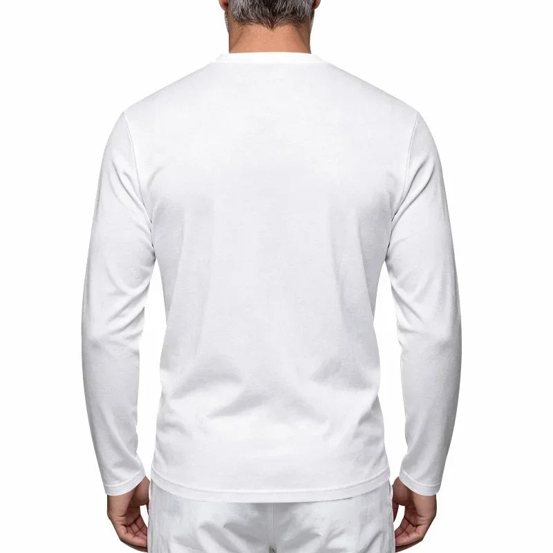 Autumn and Winter Men's Thin Casual Crew Neck Pullover Loose Versatile Breathable Commuter Long Sleeve Bottom T-Shirt
