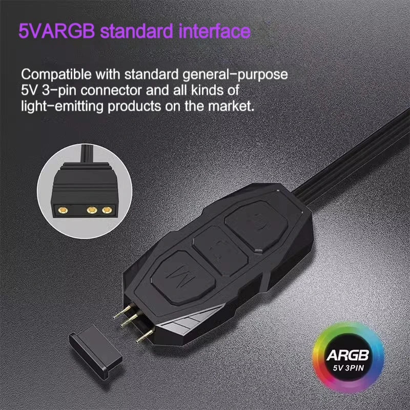 Coolcirc ARGB Controller 5V 3pin To SATA Power Supply Mini RGB Controller 3PIN Hub For Computer CPU Case Fan LED Light Radiator