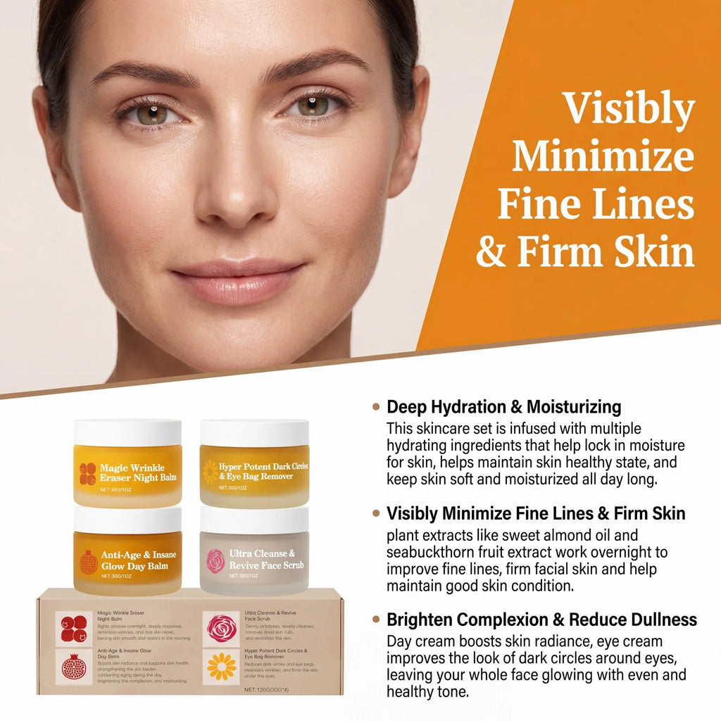 Day Night Skincare Set 30gx4 Moisturizing Repair Skin Barrier Brightening Facial Skins Multi Functional Skincare Eye Face Care