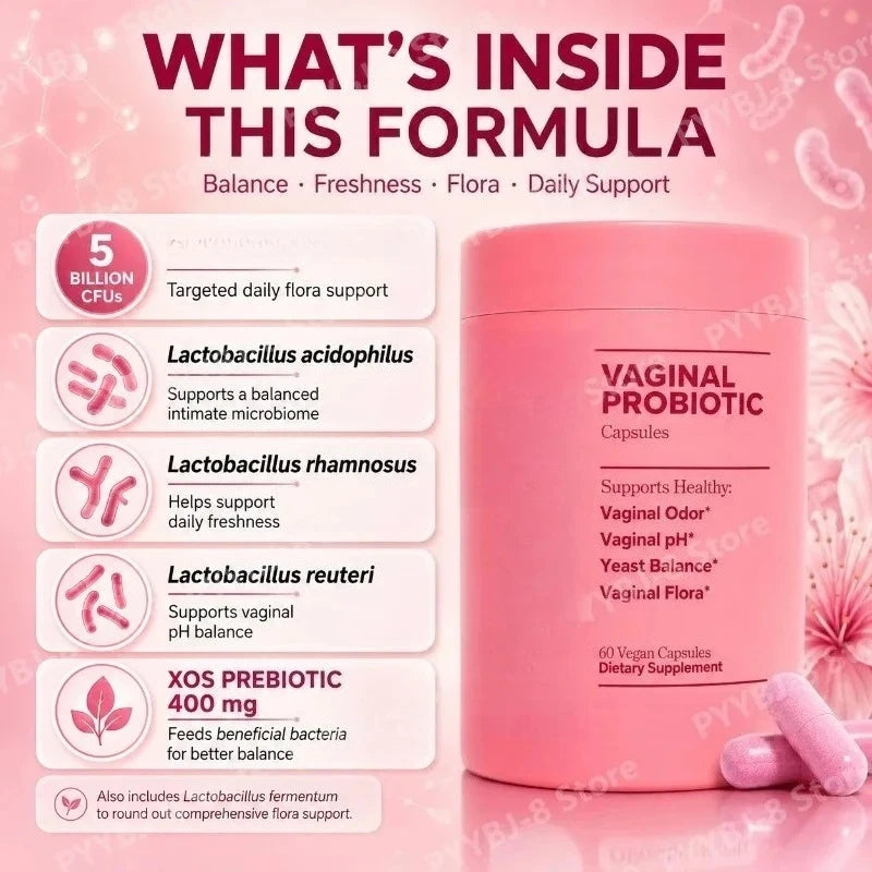 Women's Probiotic Capsules 60 Count Nutrition Supplement with Lactobacillus & Prebiotics Promote Gut Wellness and PH Balance