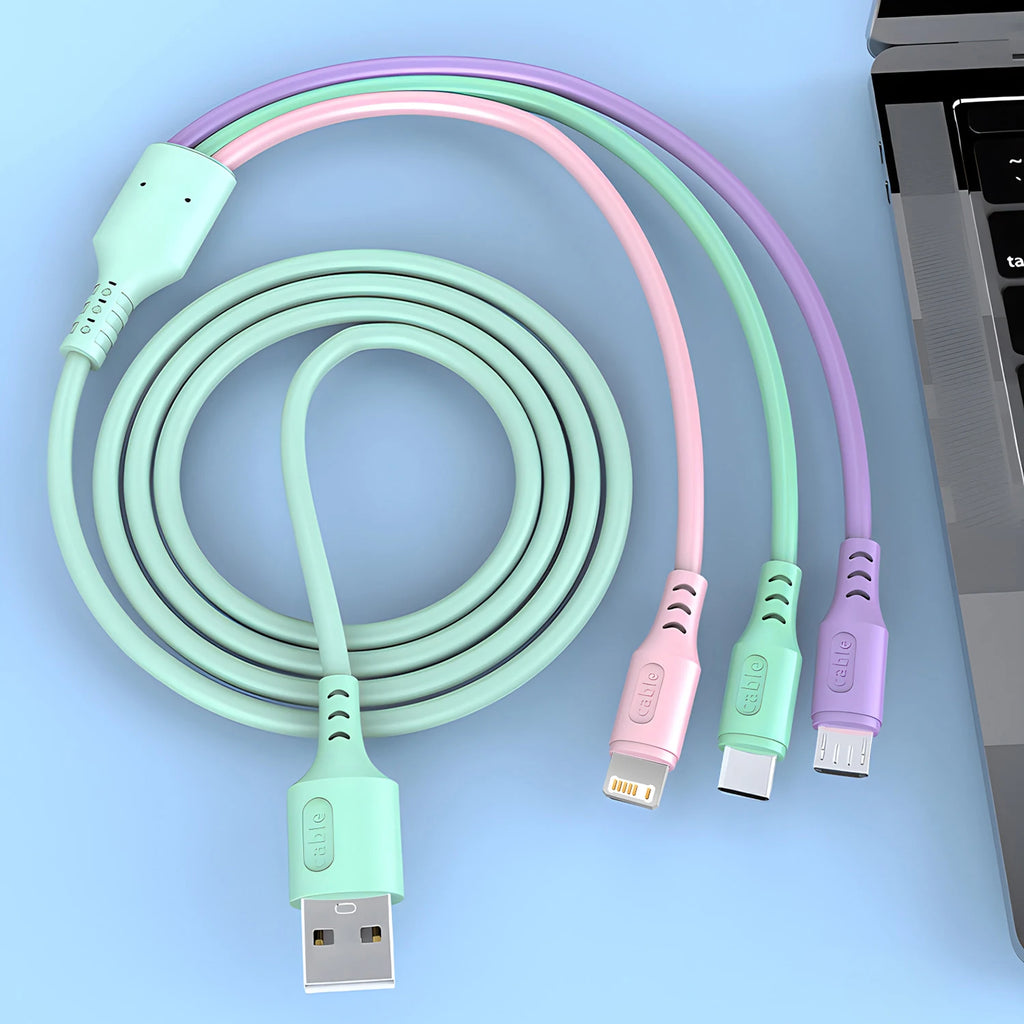 3 In 1 Fast Charging Cable For iPhone15 14 13 12 11 X Pro Max USB Type-C Phone Charger USBC Data Cable