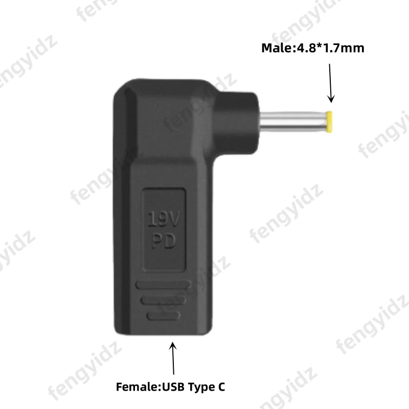 Laptop Power Adapter Connector Dc Plug USB Type C Female to Universal Male Jack Converter for Hp Dell Asus Acer Lenovo Notebook
