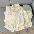 Summer 2026 New Short-Sleeved Shorts Pajamas Women's Cartoon Cute Girl Cardigan Set Ladies Sleepwear Breathable Homewear