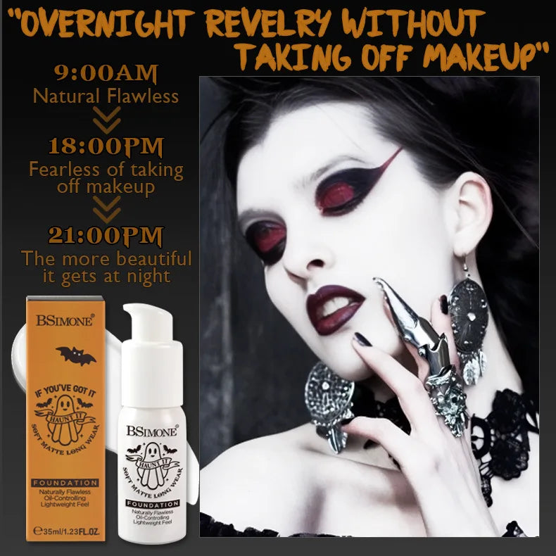 White Foundation for Halloween Makeup –Full Coverage Matte Face Paint for Cosplay Clown Vampire Skull,Non-Toxic Body Paint Cream