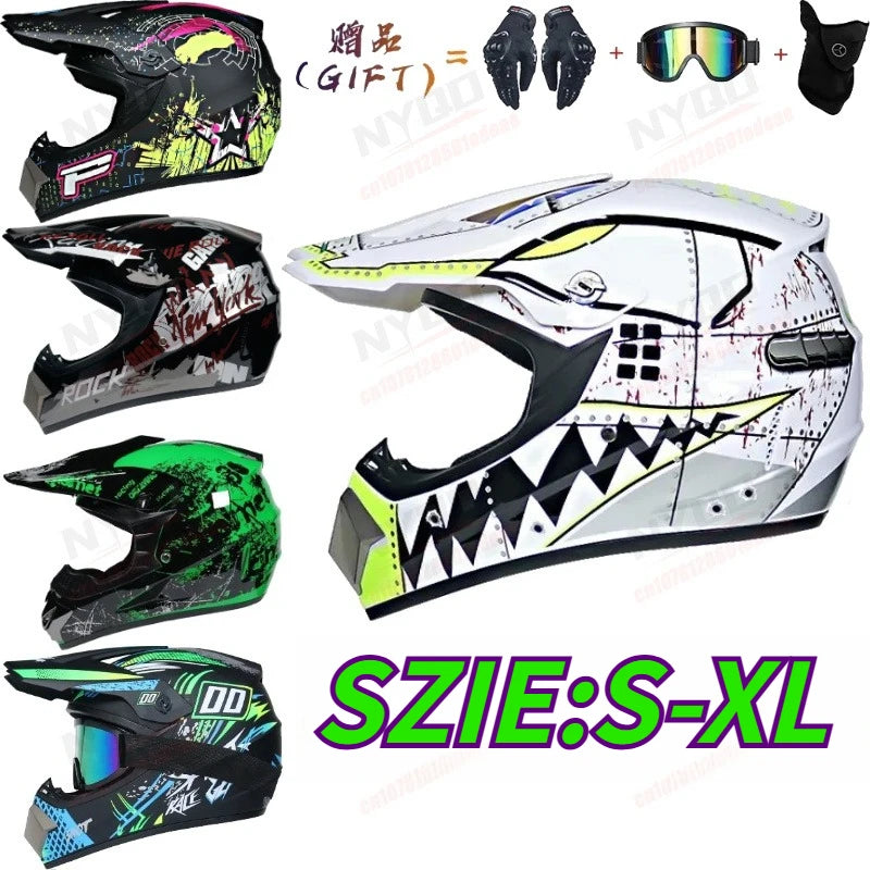 Off-road Motorcycle Helmet, Adult Motocross ATV Downhill MTB DH Helmet with Visor, DOT Approved Capacetes for Riding