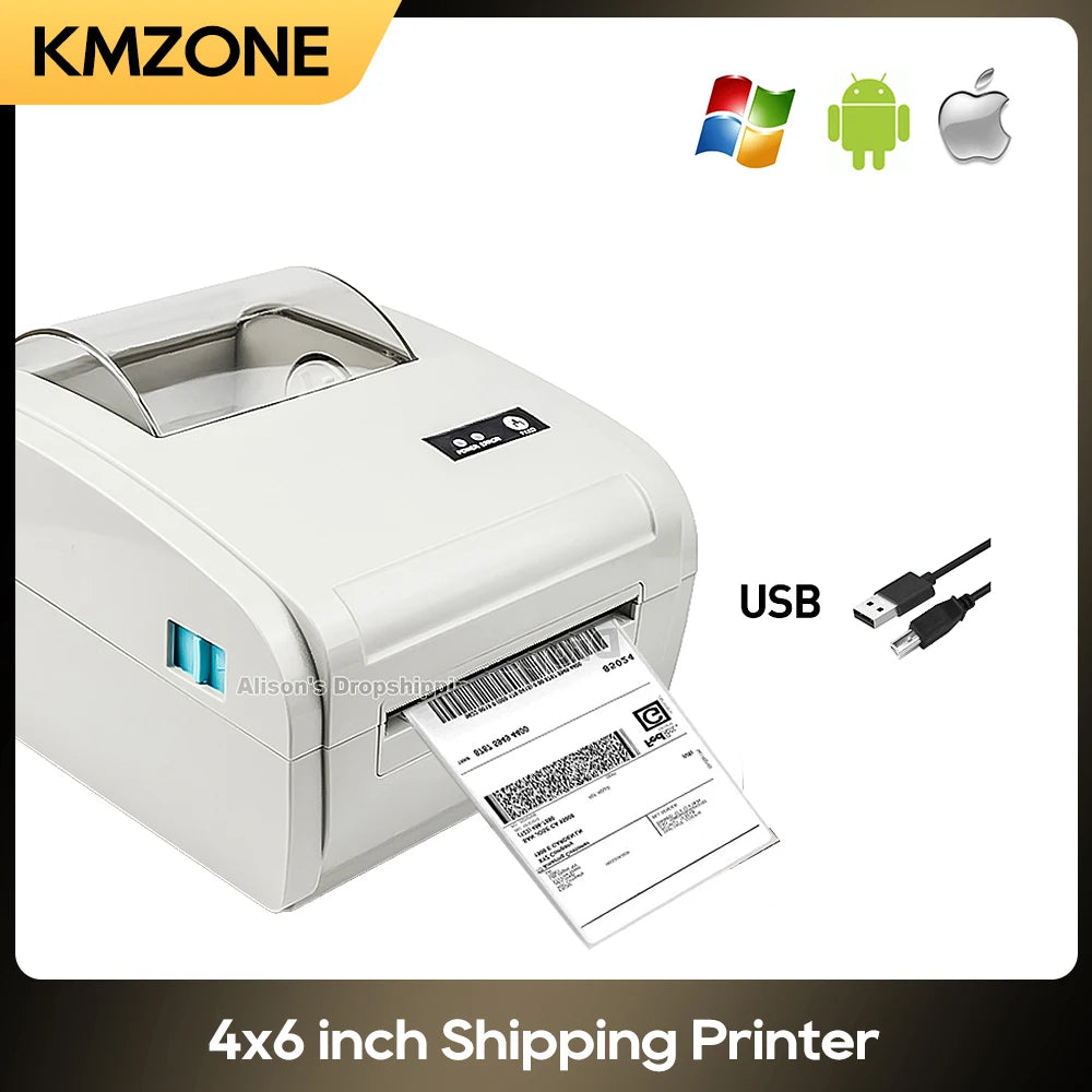 4x6inch Shipping Thermal Label Printer Portable No Ink Required 203DPI for Small Business USB High Speed Express Airway Bill ﻿