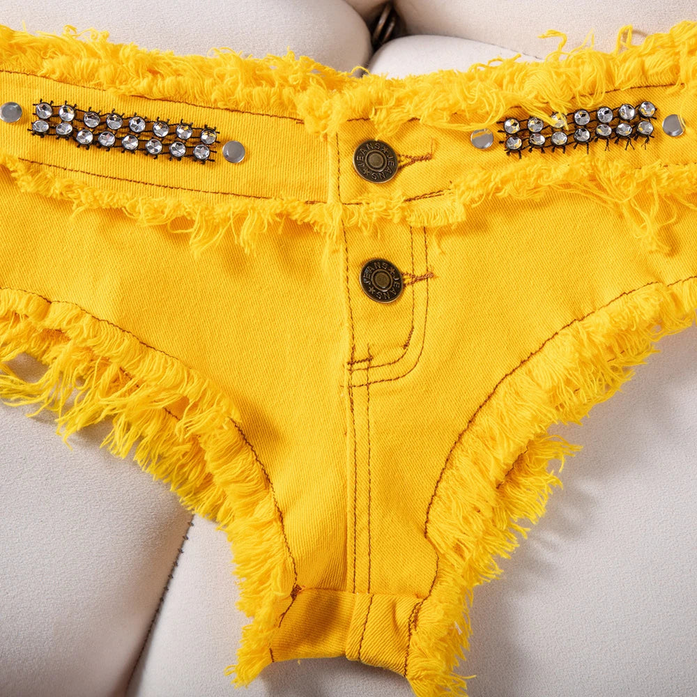 Womens Low Waist Denim Jeans Shorts Hottie Sexy Nightclub Mini Shorts Pants Jeans Slim Young Ladies White Pole Dance Hotpants