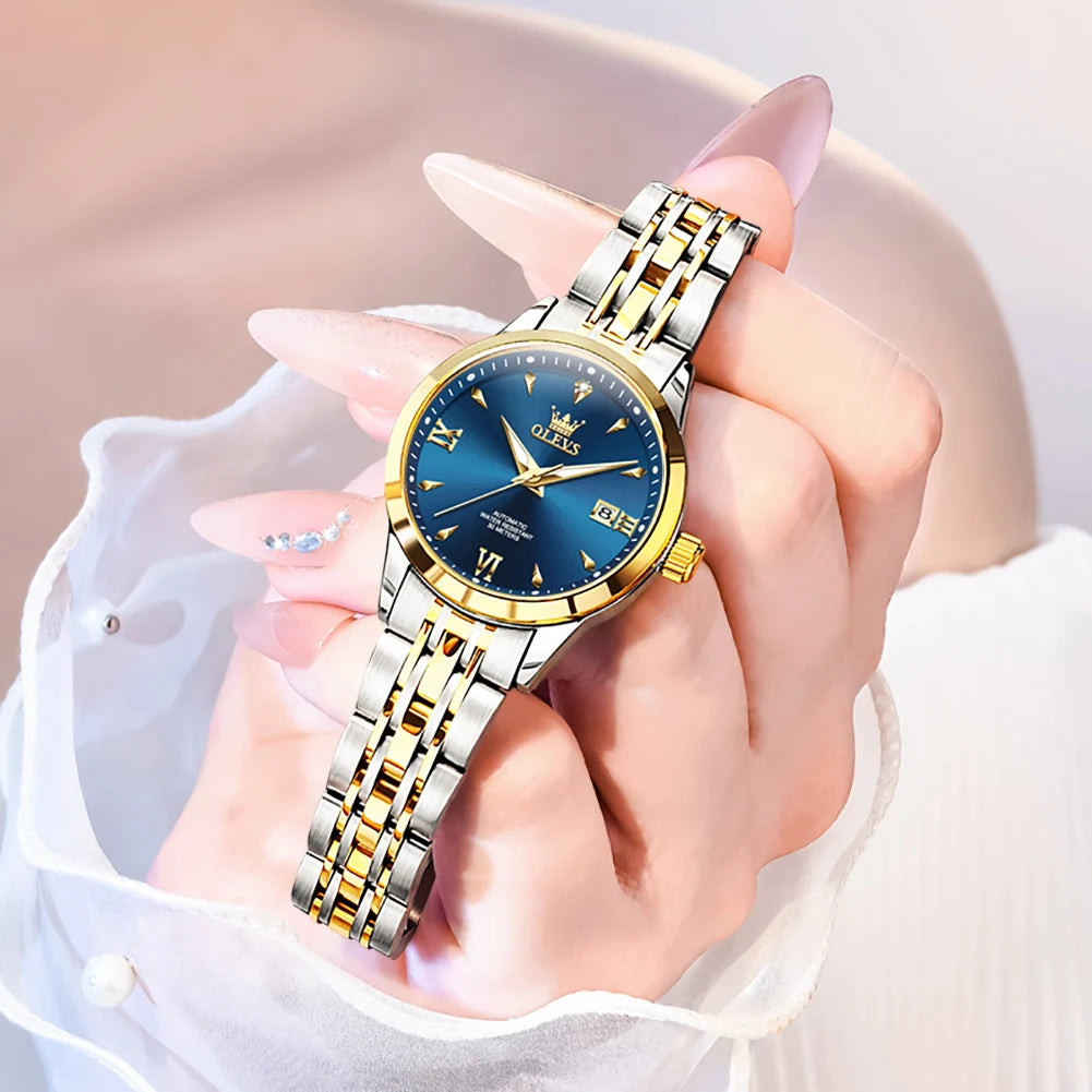OLEVS 9956 Watch For Women Auto Date Elegant Mechanical Women Watch Waterproof Simple Fashion Business Automatic Wristwatch
