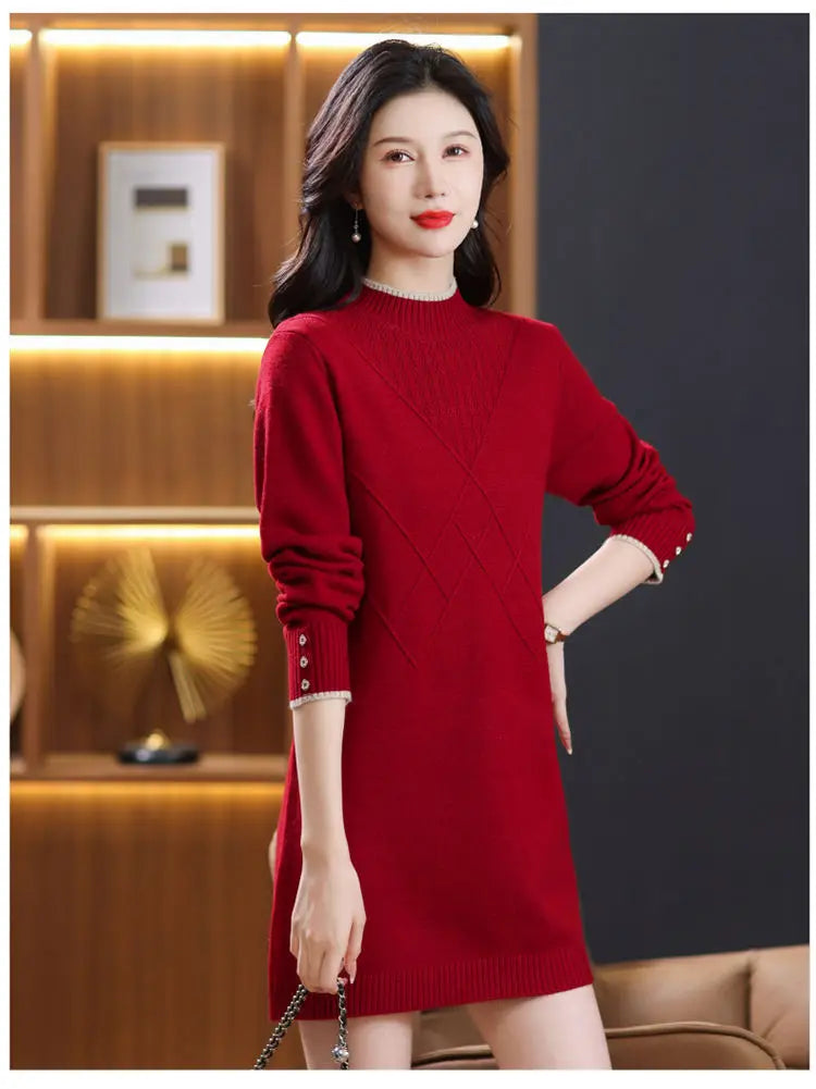 Women's Turtleneck Knitwear Top Long Sleeve Pullover Sweater Woman Clothing Fall Winter Knit Basic Blouse Wool Ladies Sweater