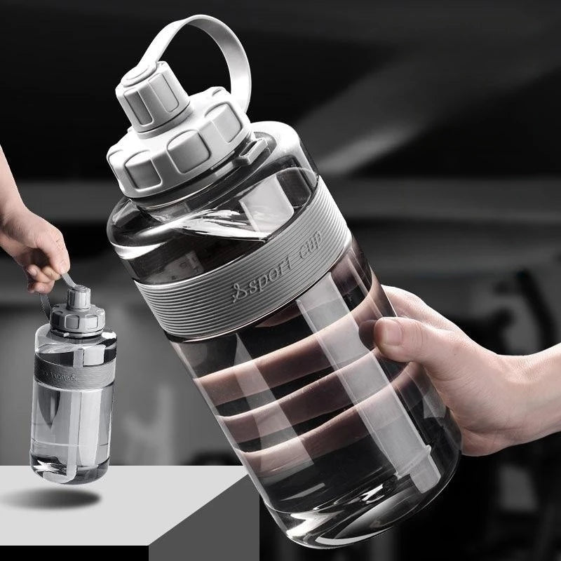 Large-capacity water cup heat-resistant with straw summer outdoor portable sports water bottle fall-proof