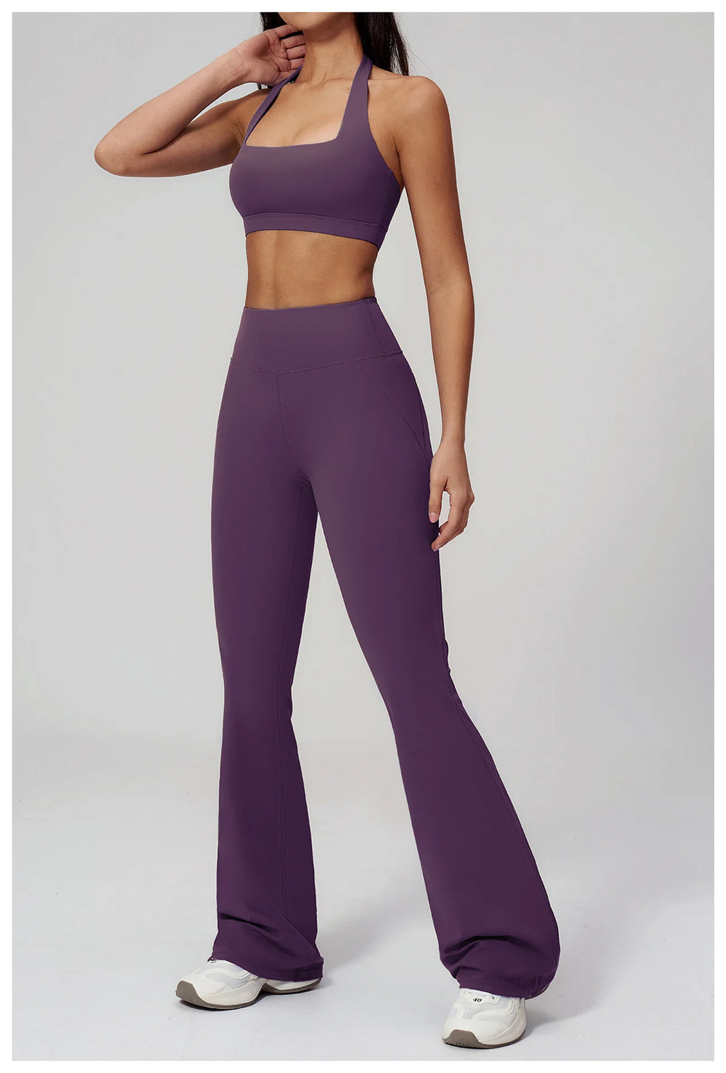 Women's Tracksuits 2PCS Flared Pants Yoga Set Gym Fitness Outfits Female Shockproof Sports Bra Yoga Workout Clothes Sports Sets
