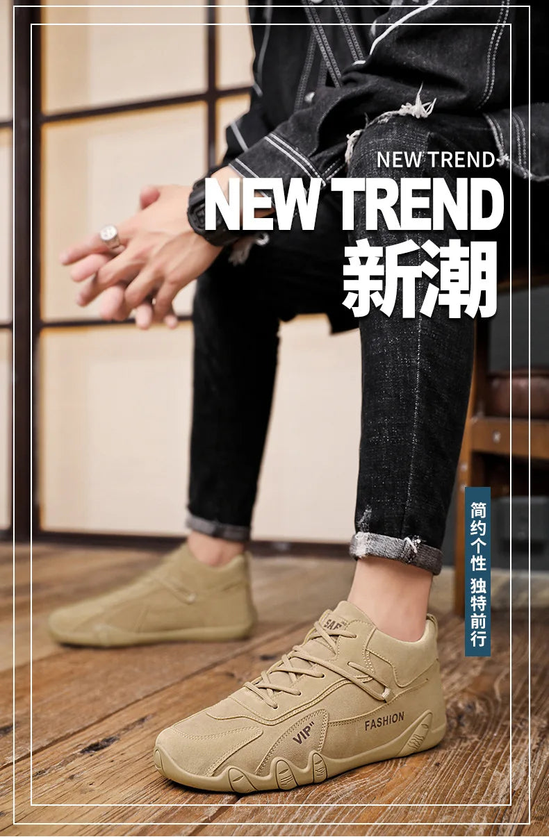 Men's Shoes New Fashion Breathable Non-slip Wear-resistant Outdoor Casual Mid-Top Lace-Up Sneakers