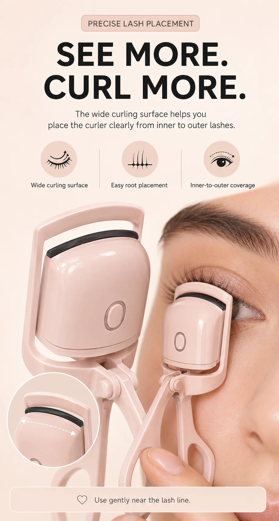 Rechargeable Eyelash Curler For Women Electric Heated Lash Curler Portable Eyelash Styling Makeup Tool