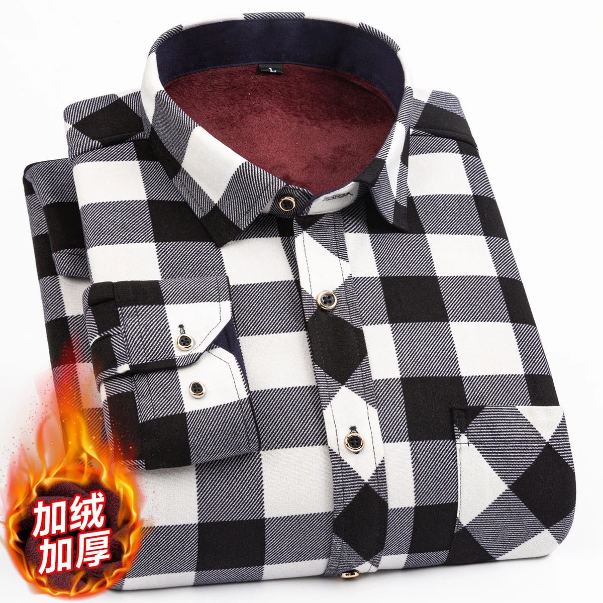 Men's Long Sleeved Shirt With Fleece Lined Winter Thickened Flannel Casual Plaid Stripe Daily Slim Man Clothes Plus Size 8XL 7XL
