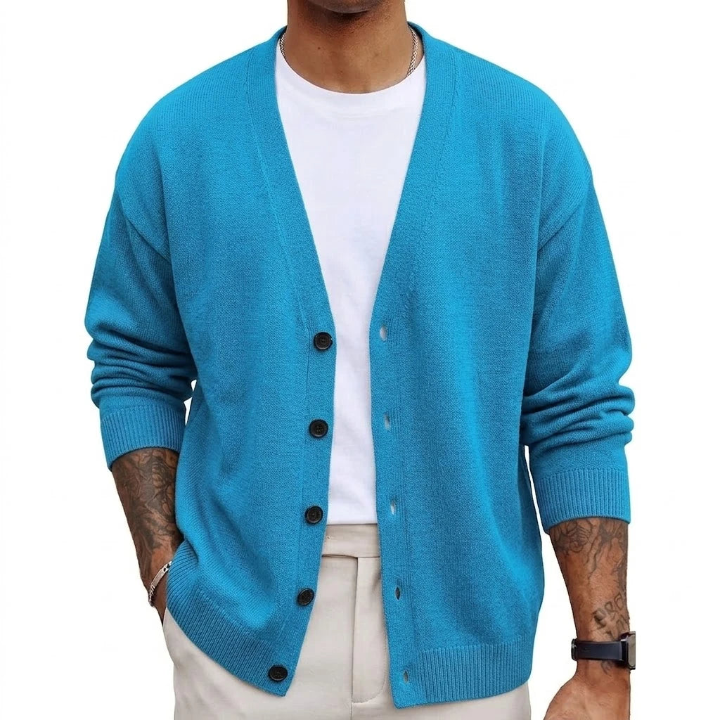 Autumn Men's Long Sleeve Knit Cardigan Sweater Solid Color Button Down Casual Warm Knitted Jacket for Winter Outwear Streetwear