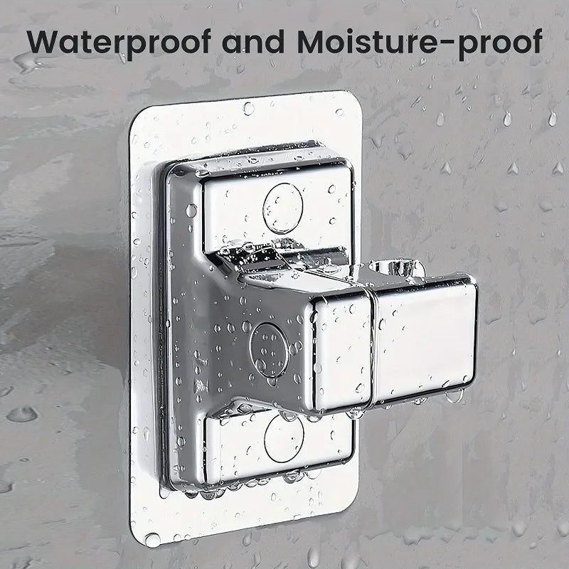 1pc Universal Shower Head Holder, ABS Wall Mount Bracket with Adhesive Stick for Bathroom