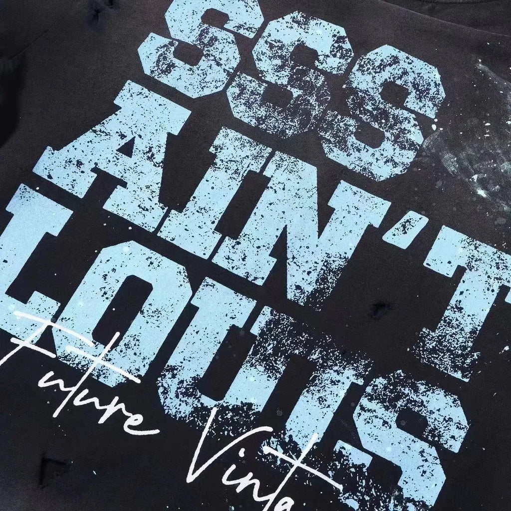 SSSAINT LOUIS Handmade Destruction logo letter print classic vintage summer short-sleeved t-shirt men/women high street cotton