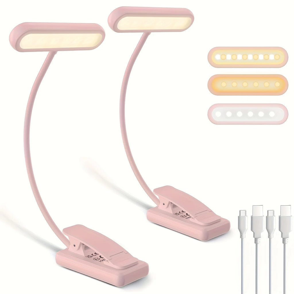 Portable Flexible Easy Clip Night Reading Lamp USB Rechargeable Reading Light 3Colors Warm Cool White Daylight Book Lamp1