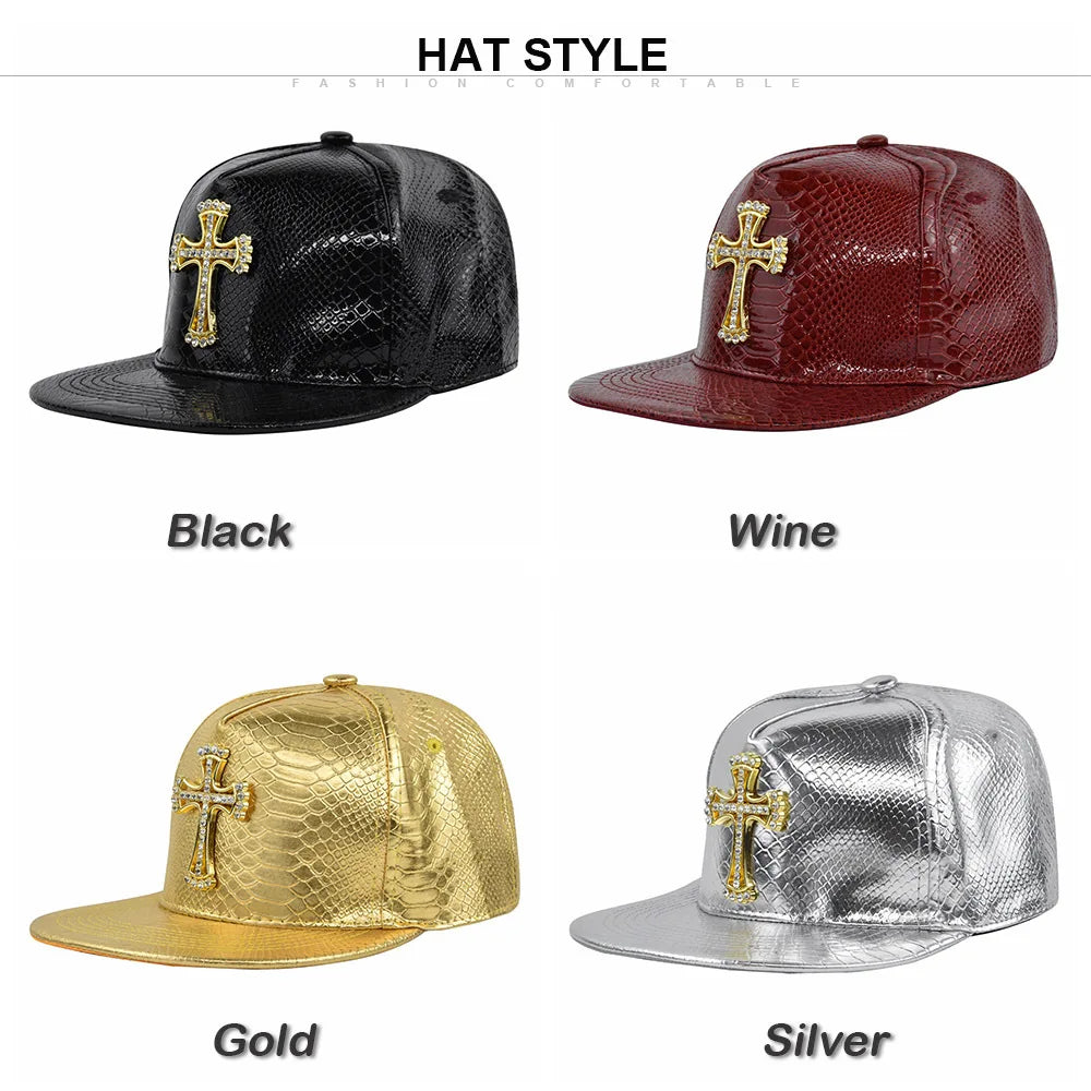 Hip-hop cap The cross Jesus metal label Fashion Break dancing Street dance Flat brim hat cap Hip Hop Fitted Cap Youth tide cap
