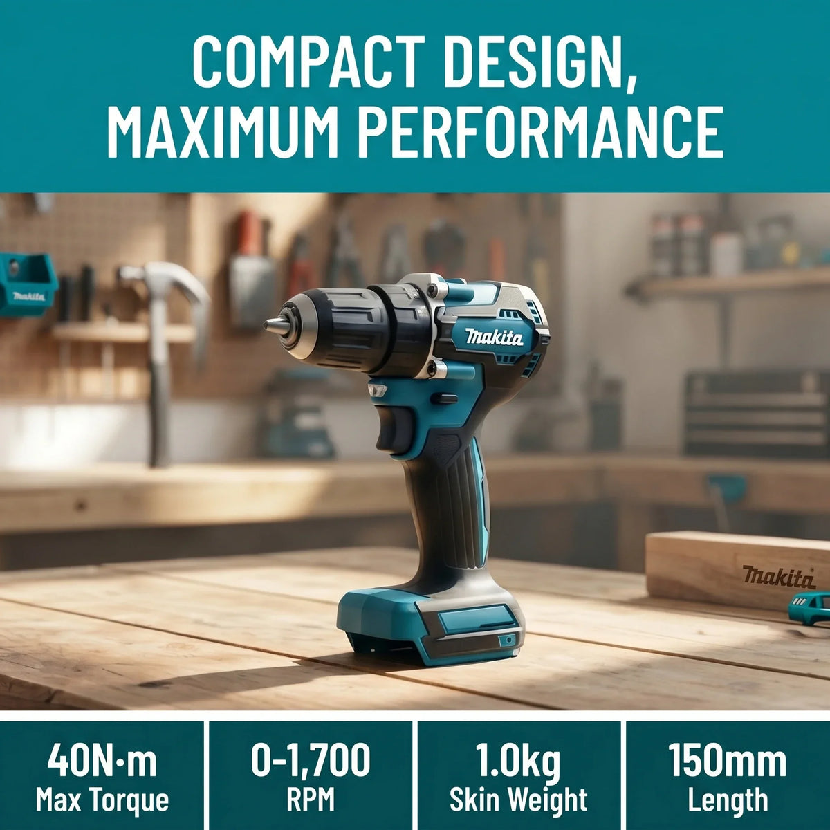 Makita Original DDF487 18V LXT Brushless Drill Driver, Multifunctional Rechargeable Screwdriver for Wood Metal Drilling Tasks