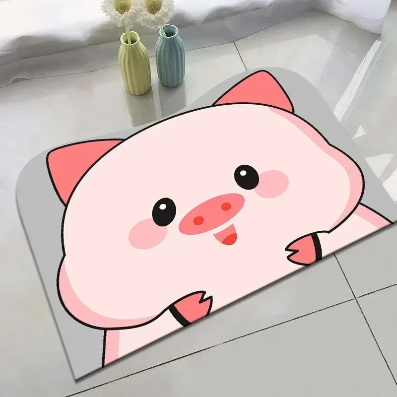 Cartoon Bathroom Bath Mat Super Absorbent Bathroom Rugs Set Non Slip Entrance Doormat Nappa Skin Floor Mats Toilet Carpet