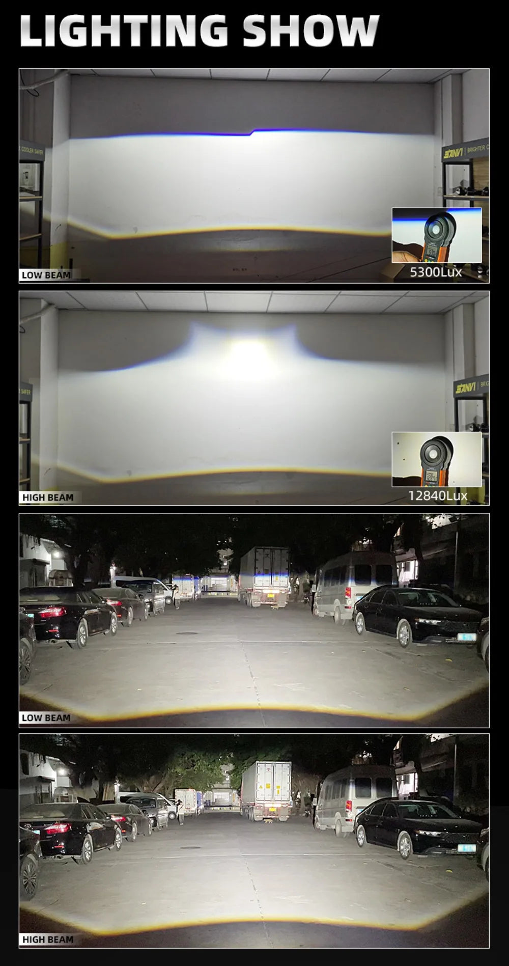 SANVI New 2.5'' Bi LED Projector Lens for Car Angel Eyes Headlight Auto H4 H7 9005 9006 3Auxiliary Light 50W 25680Lux RHD LHD