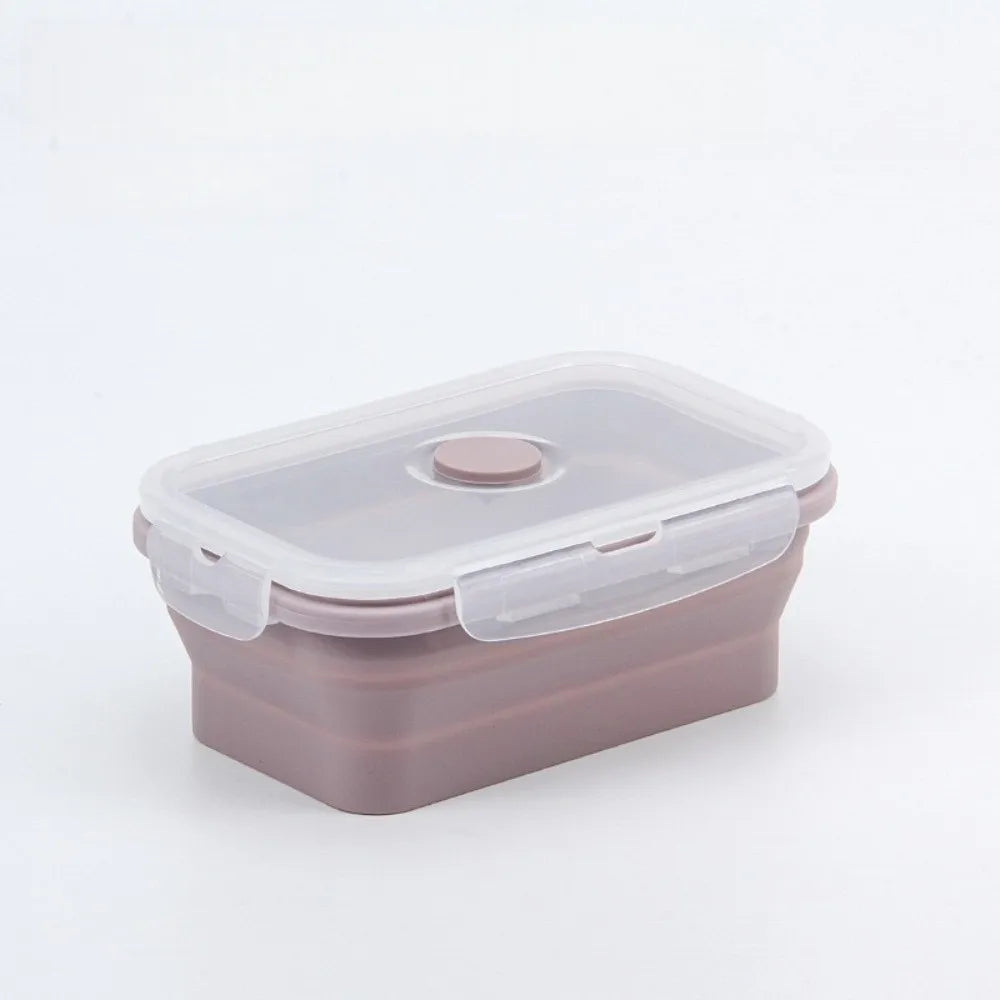 4pcs Microwaveable Silicone Lunch Box Large Capacity Rectangular Food Storage Container with Lid High-temperature Resistant