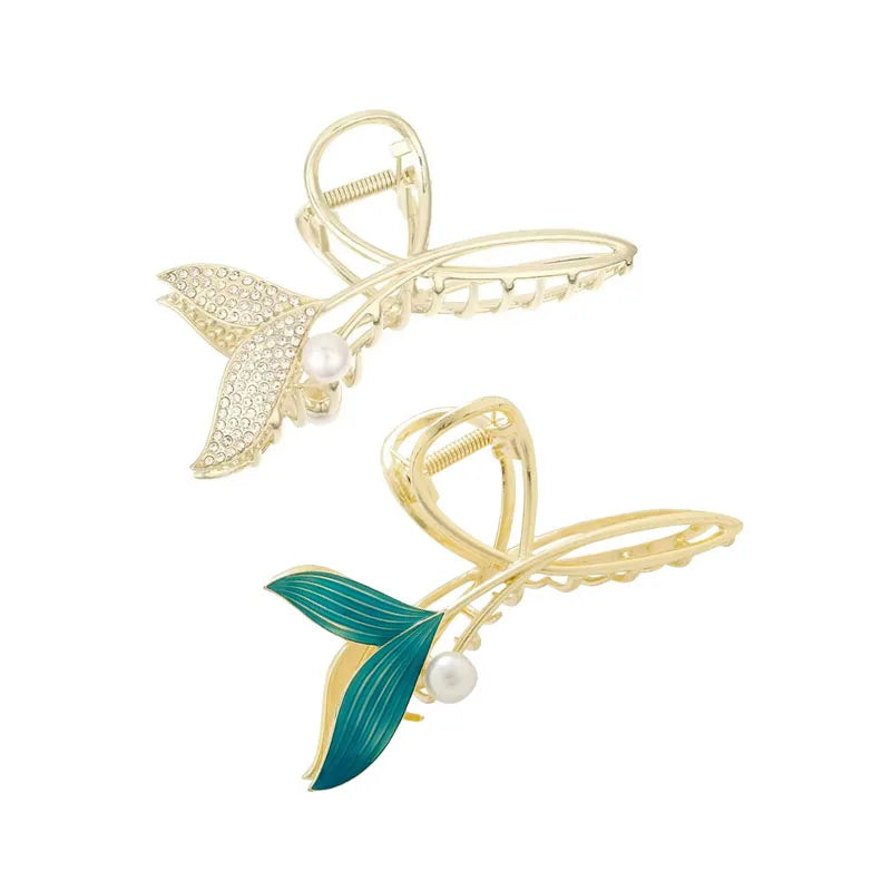1/2pcs New Product Star Same Style Fish Tail Pearl Hair Clip Tail Clip High Grade Headwear Chinese Style Trendy Retro Grip Clip
