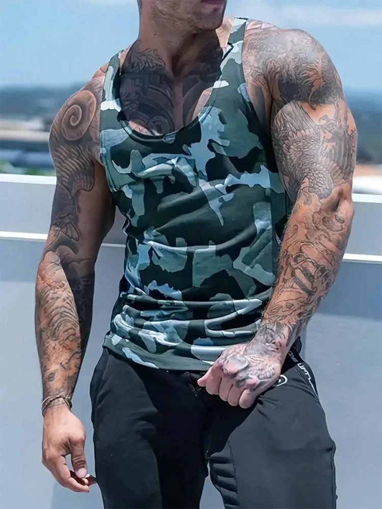 Summer Daily Urban Casual Men's Tank Top Fitness Exercise Breathable Men's Tank Top Outdoor Street Fashion Men's Tank Top
