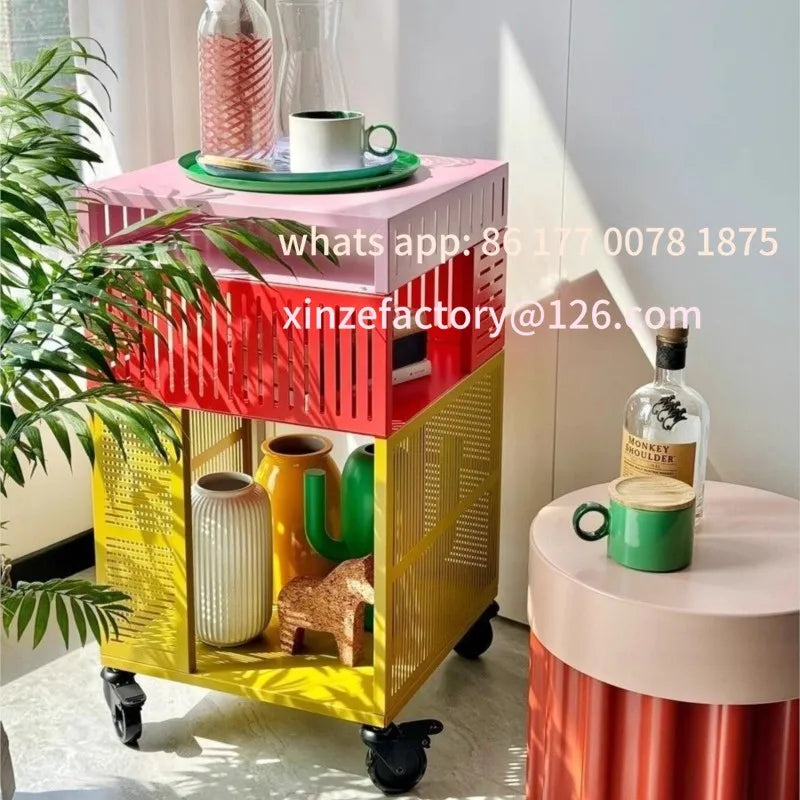 Customizable Metal Storage Cabinet with Wheels, Suitable for Bedroom, Living Room, Office, Modern Design Storage